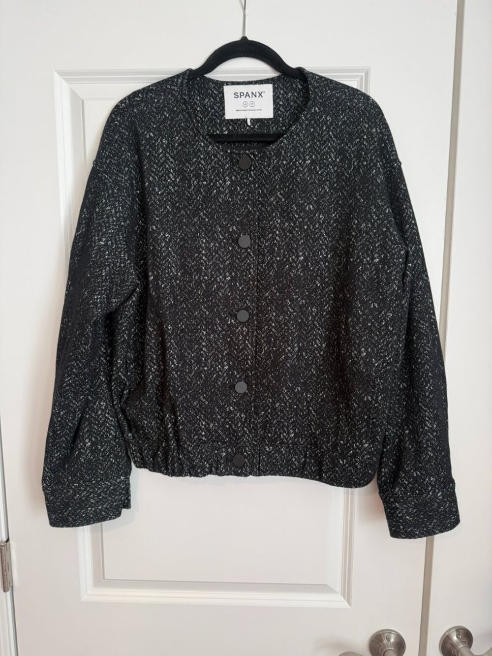 Spanx Speckled Ponte Herringbone Bomber Size 1X